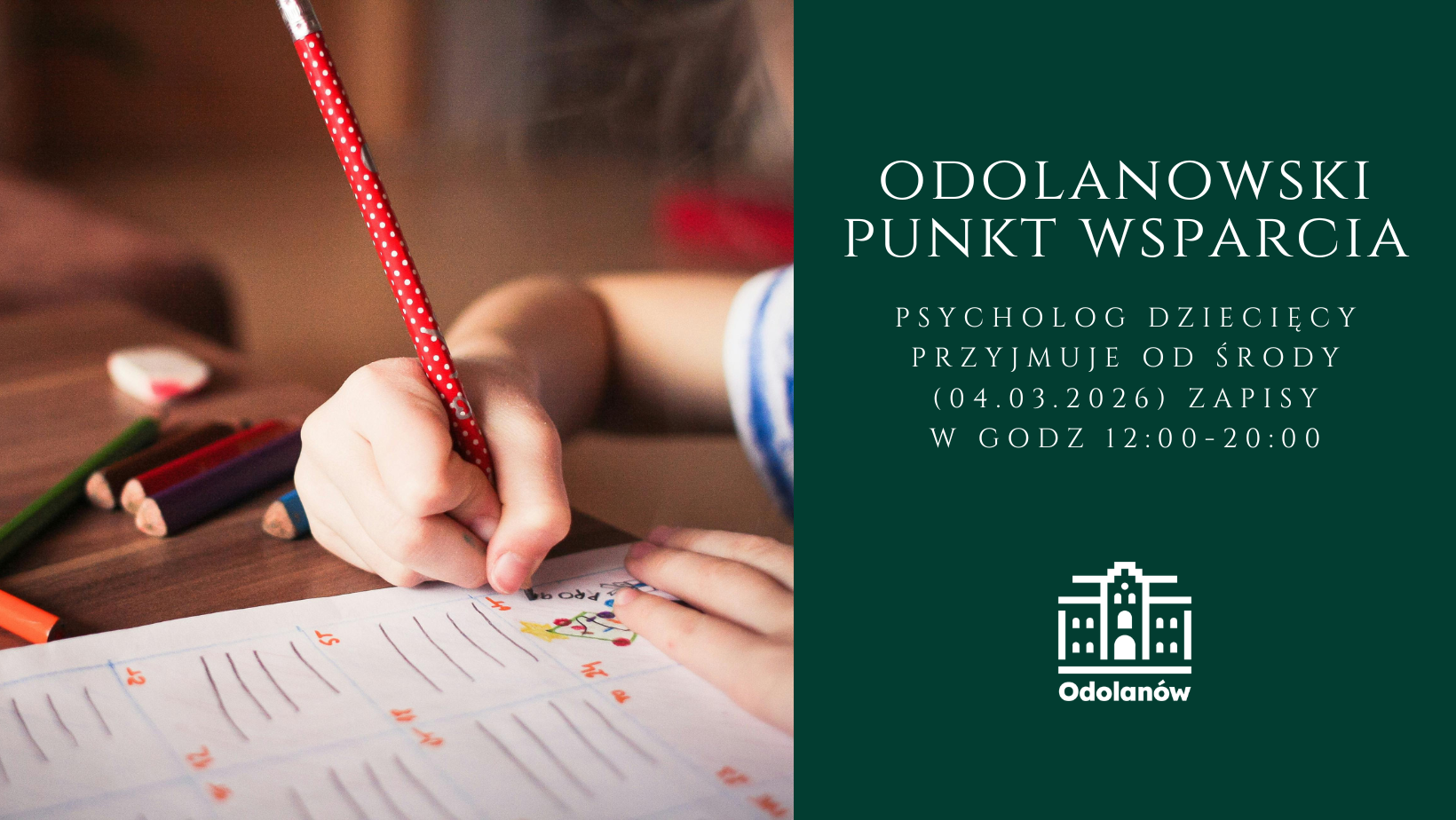 Psycholog dziecięcy zaczyna przyjęcia w Odolanowskim Punkcie Wsparcia